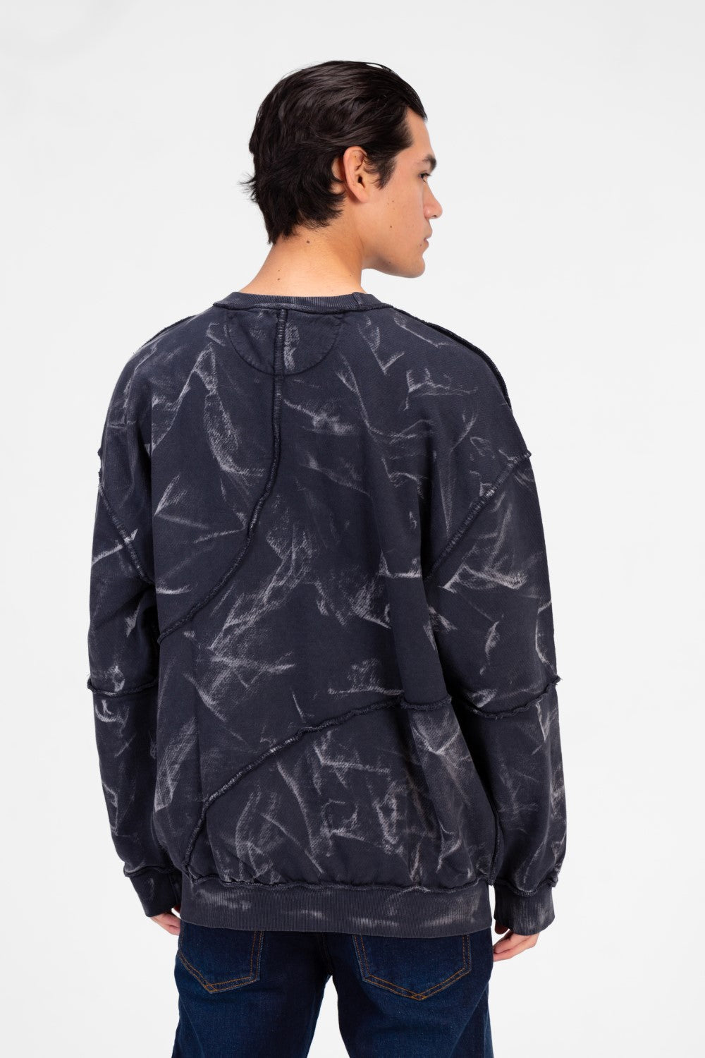 Men's Oversized Printed Crew Neck Sweatshirt