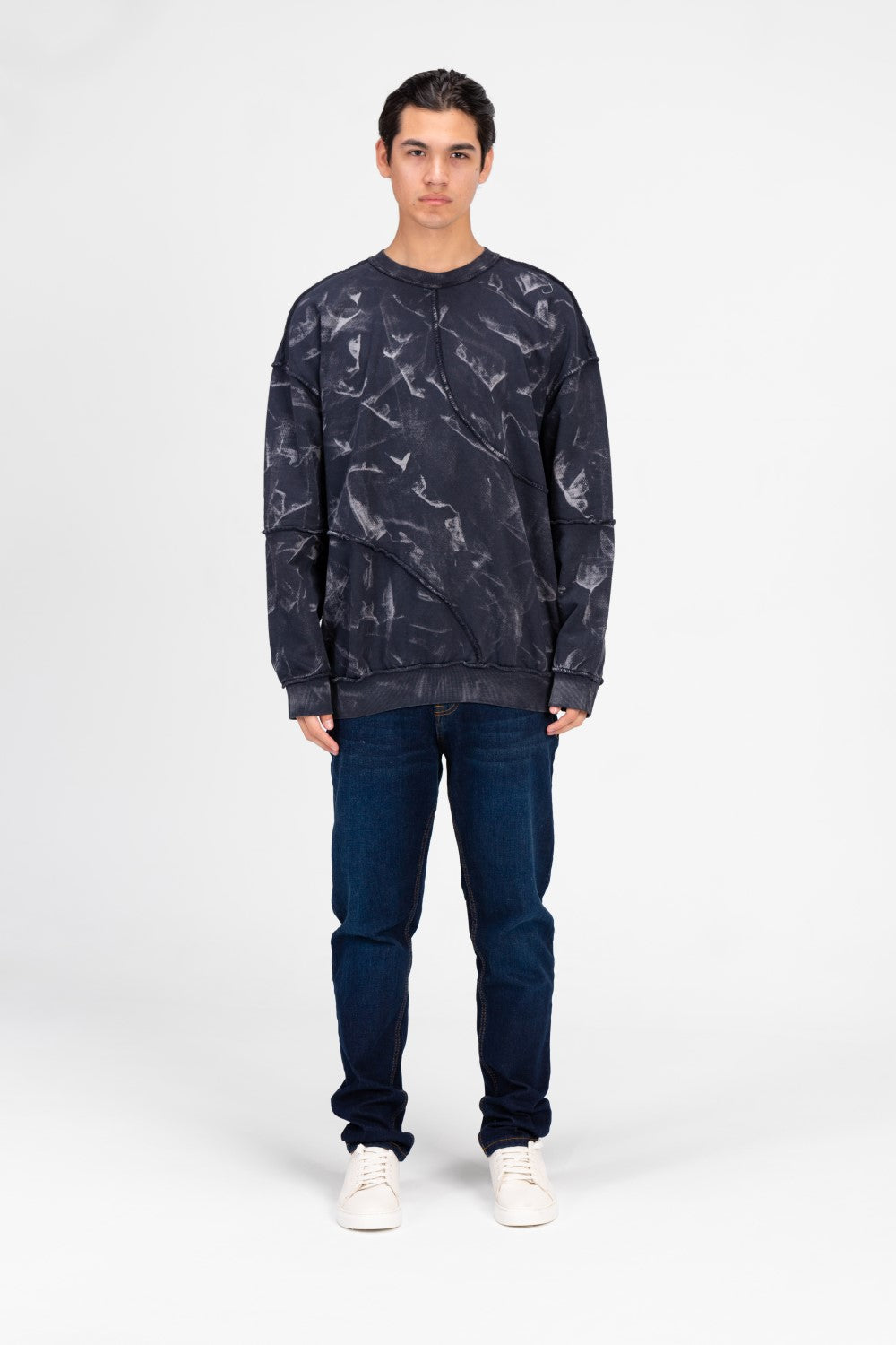 Men's Oversized Printed Crew Neck Sweatshirt