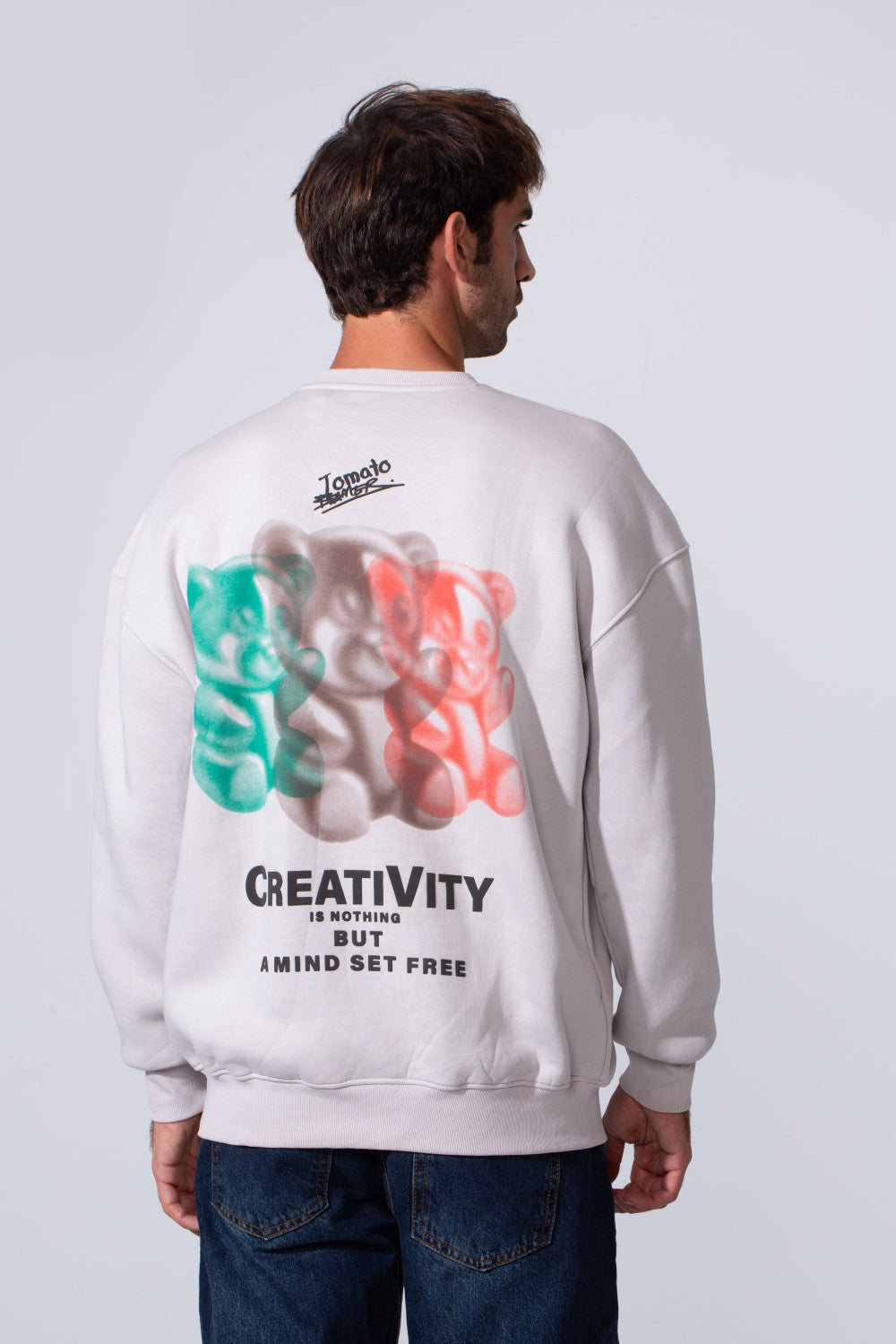 Men's Printed Regular Fit Round Neck Melton Cotton Sweatshirt