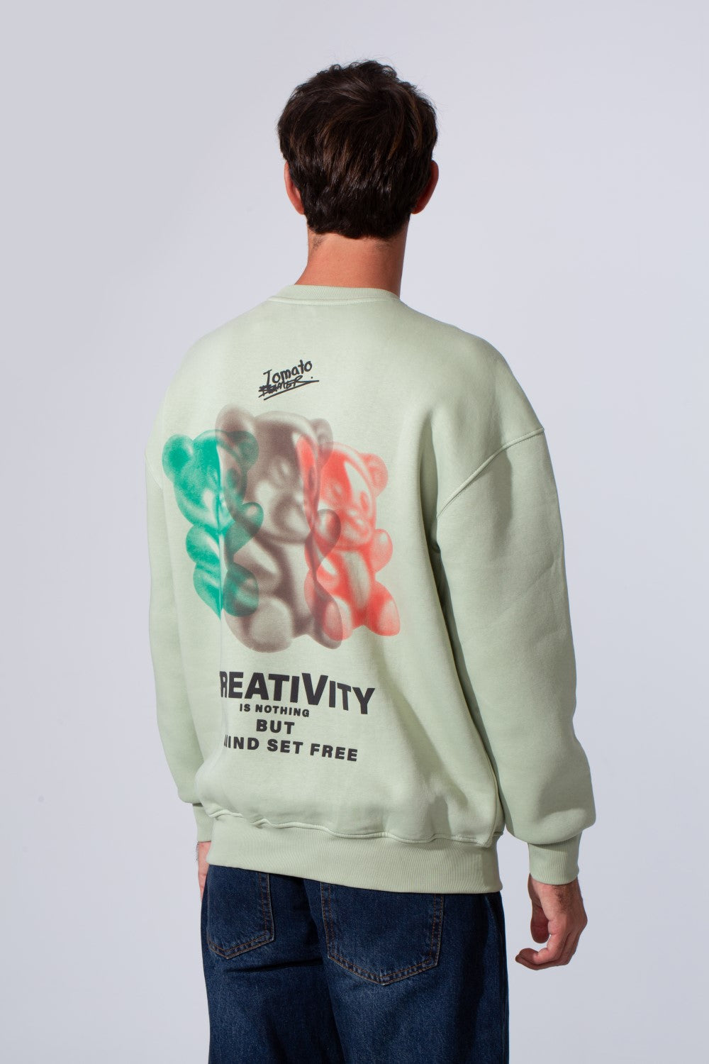 Men's Printed Regular Fit Round Neck Melton Cotton Sweatshirt