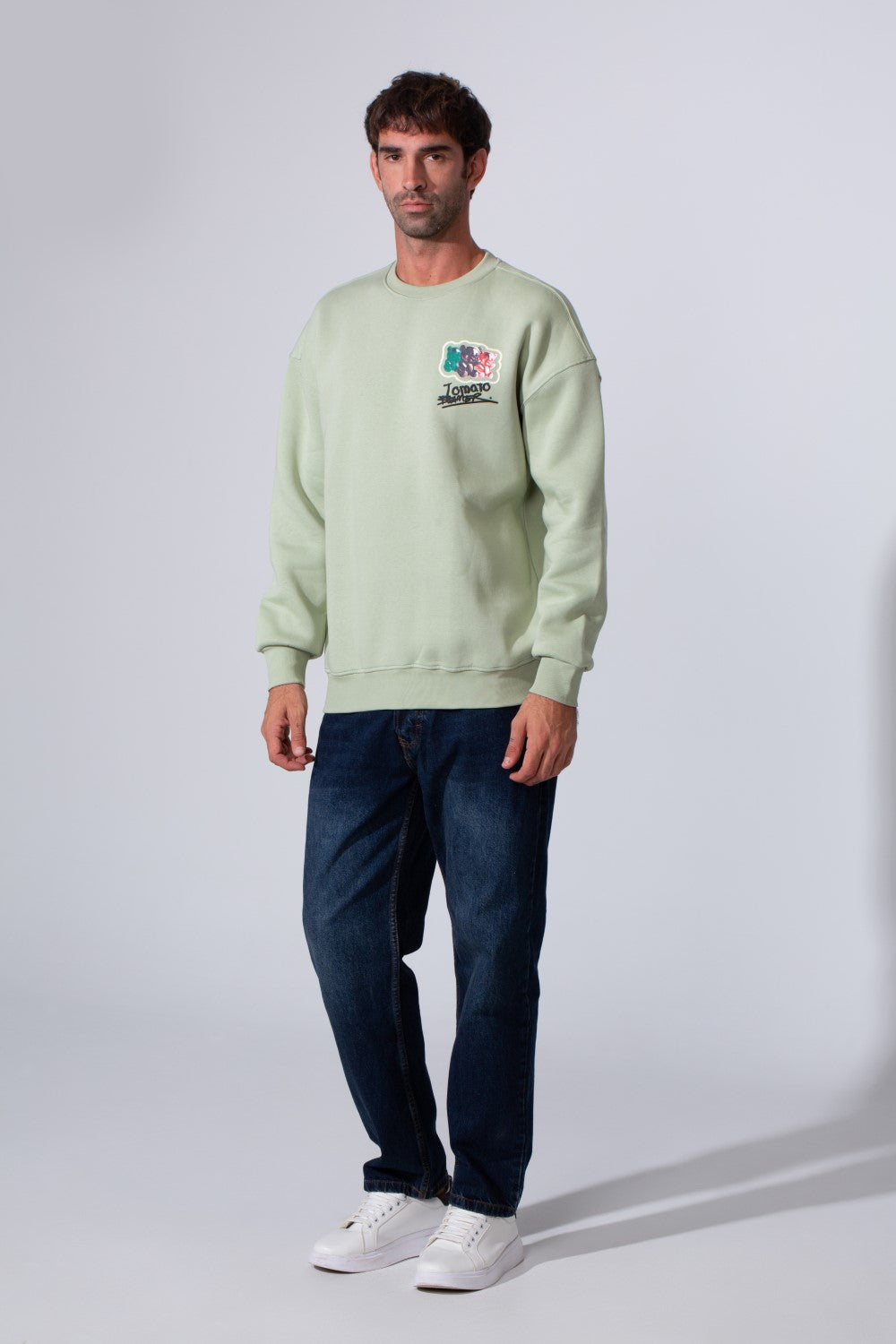 Men's Printed Regular Fit Round Neck Melton Cotton Sweatshirt