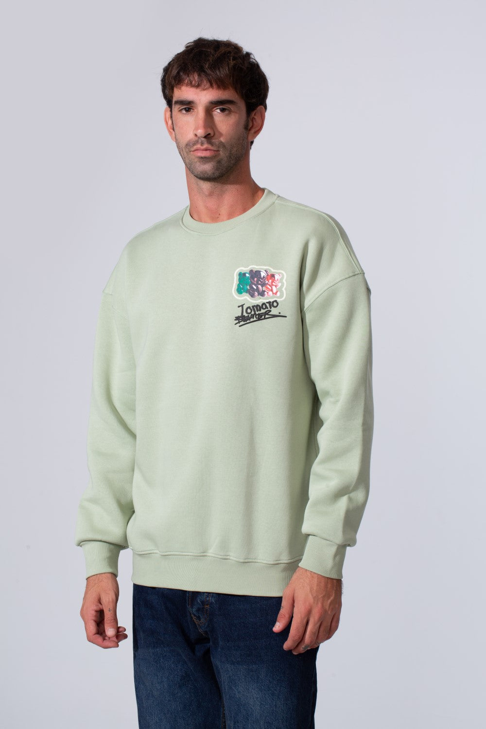 Men's Printed Regular Fit Round Neck Melton Cotton Sweatshirt