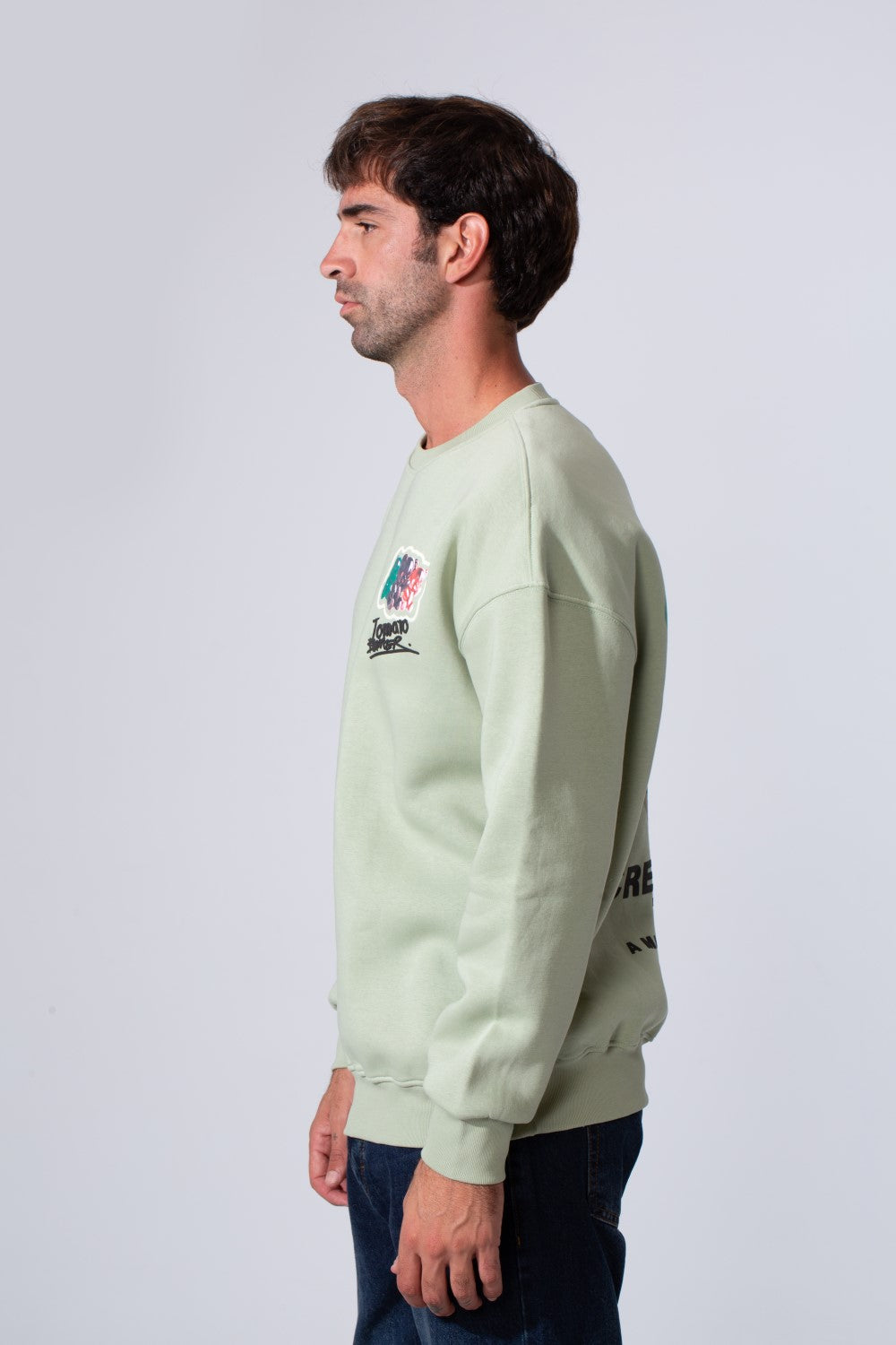 Men's Printed Regular Fit Round Neck Melton Cotton Sweatshirt