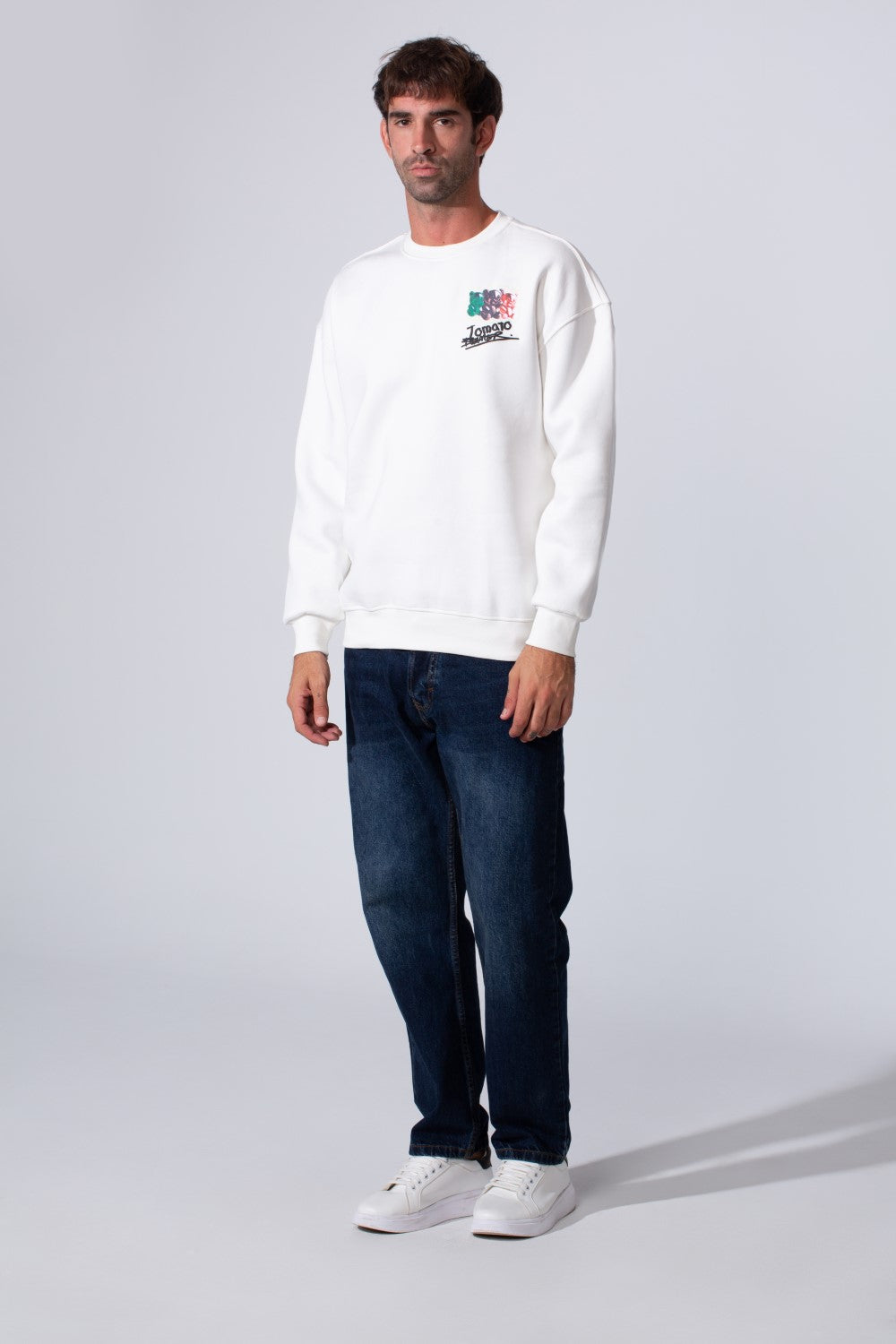 Men's Printed Regular Fit Round Neck Melton Cotton Sweatshirt