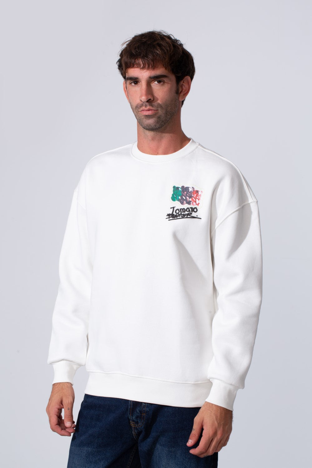 Men's Printed Regular Fit Round Neck Melton Cotton Sweatshirt