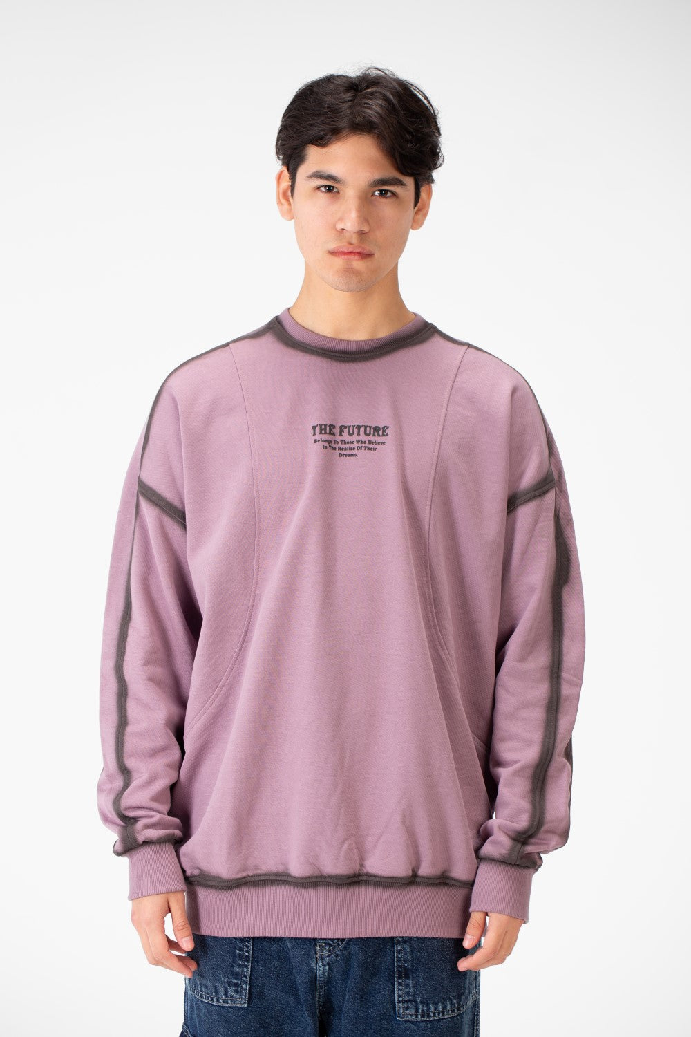 سويت شيرت ياقة دائرية اوفر سايز بقصة عصرية للرجال