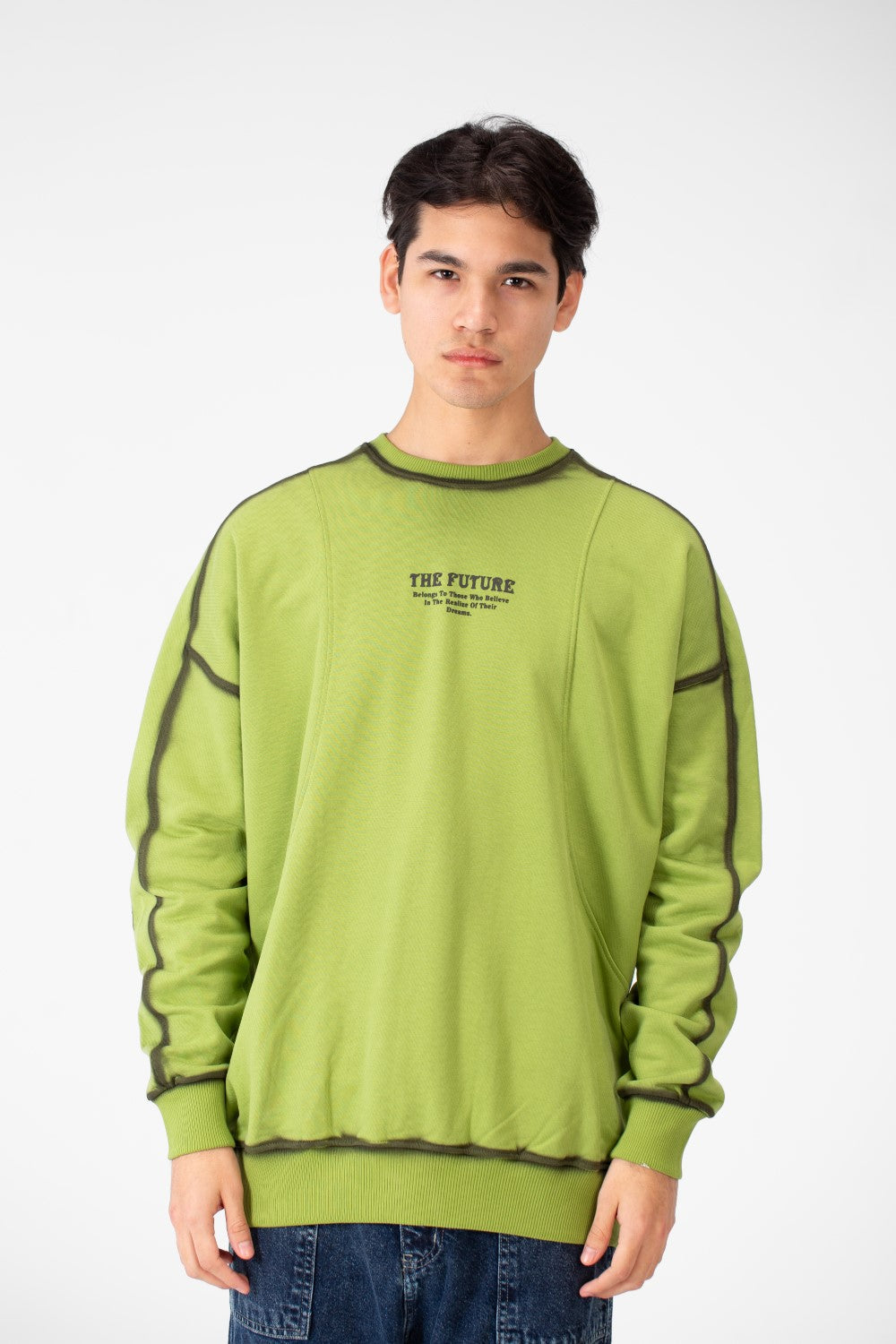 سويت شيرت ياقة دائرية اوفر سايز بقصة عصرية للرجال