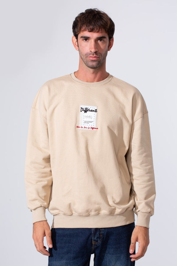 Men's Crew Neck Melton Sweatshirt Regular Fit With Front Print