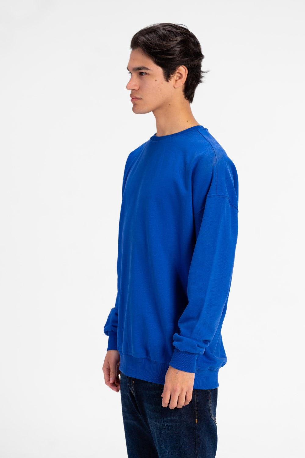 Men's Oversized Round Neck Back Text Print Sweatshirt
