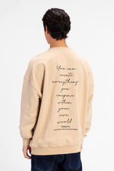 Men's Oversized Round Neck Back Text Print Sweatshirt