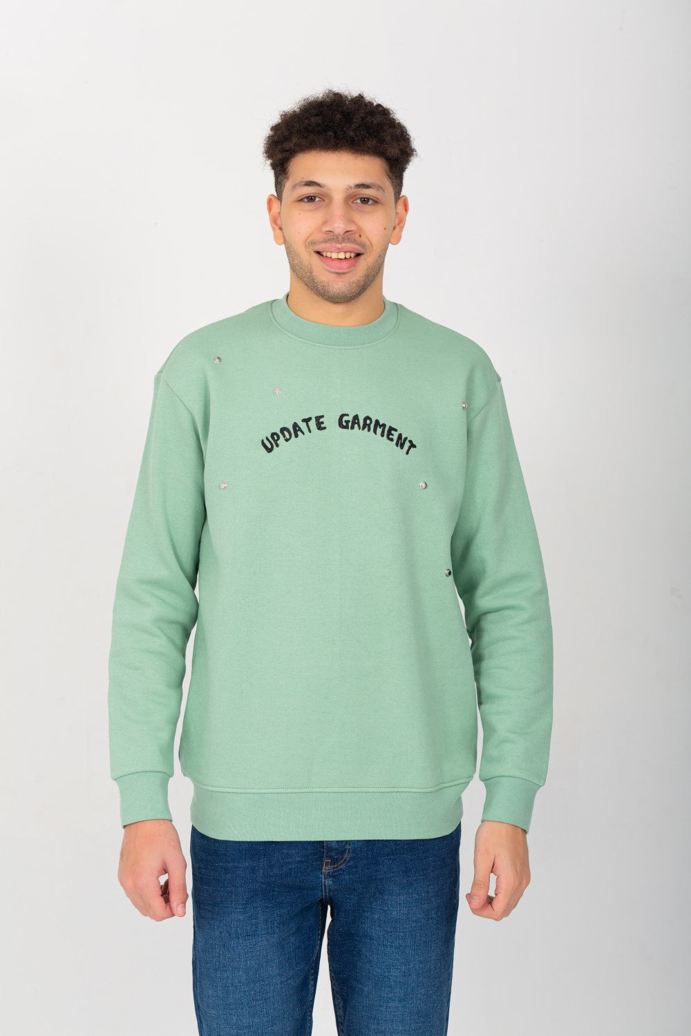 Men's Round Neck Padded Front Print Sweatshirt