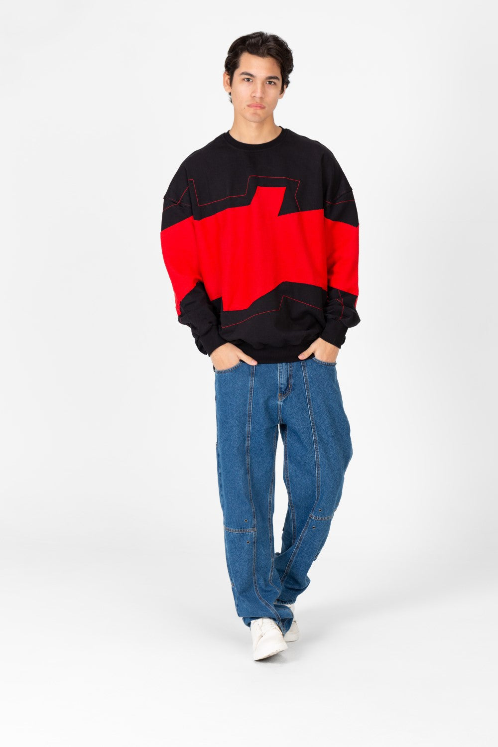 Men's Oversized Printed Round Sweatshirt