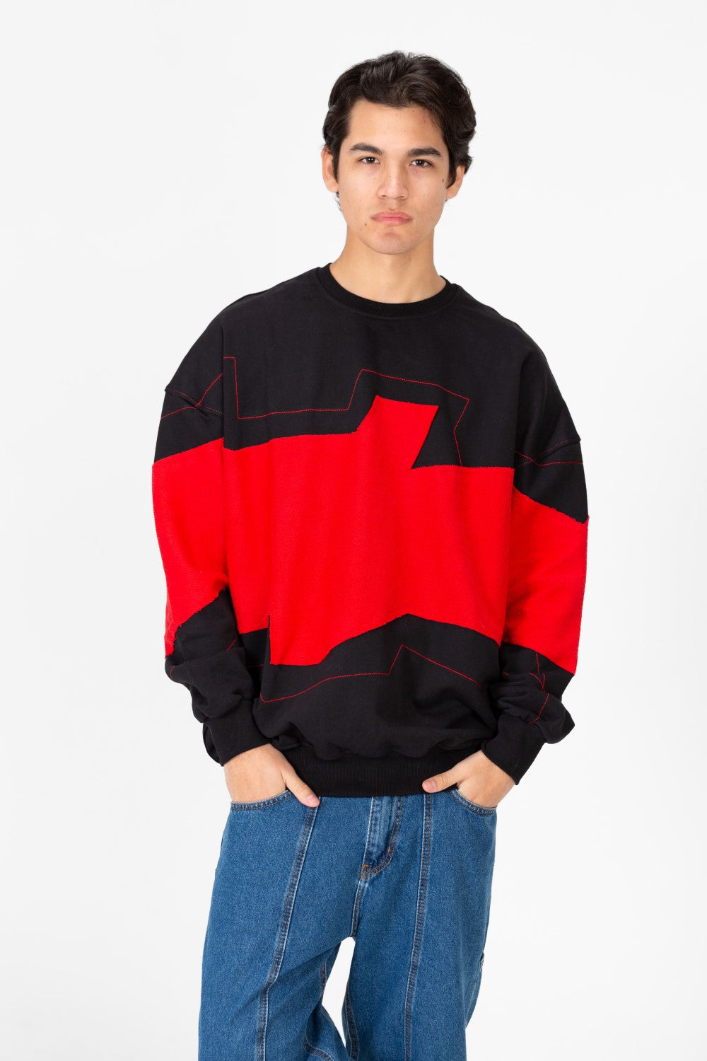 Men's Oversized Printed Round Sweatshirt
