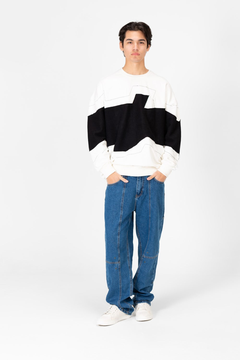Men's Oversized Printed Round Sweatshirt