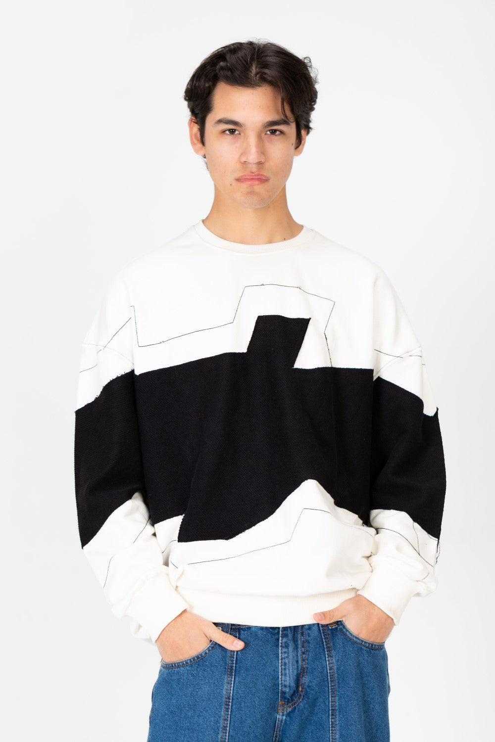 Men's Oversized Printed Round Sweatshirt