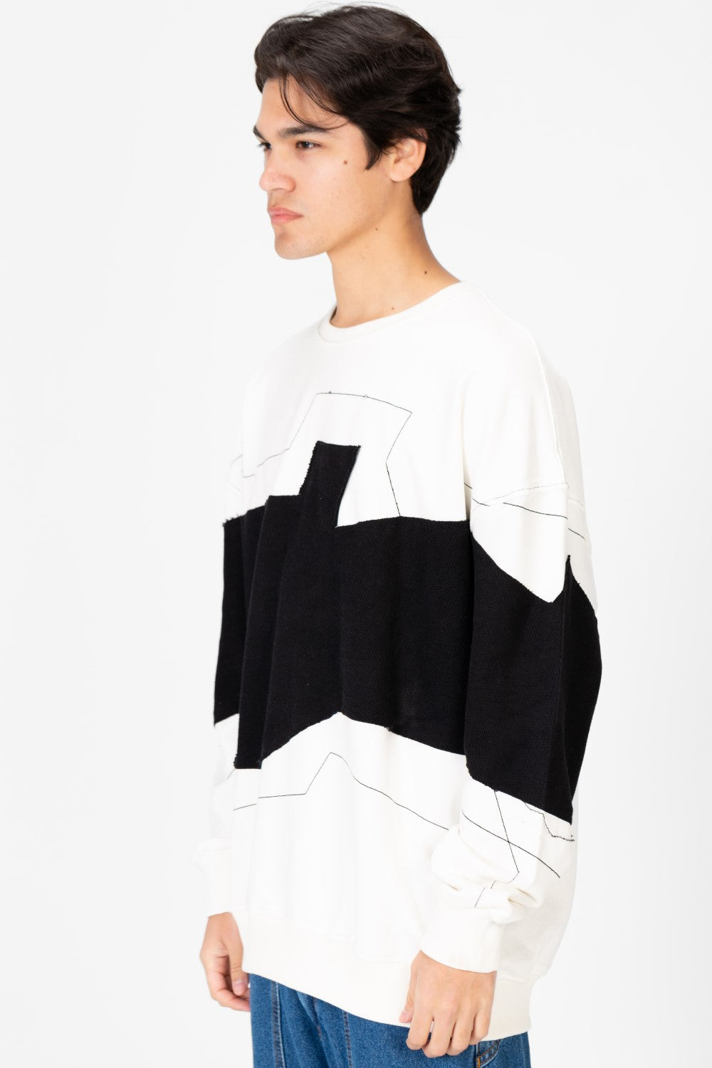 Men's Oversized Printed Round Sweatshirt