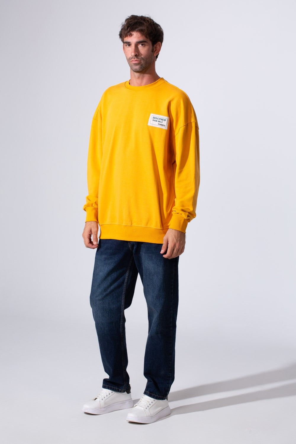 Men's Regular Fit Melton Sweatshirt With Graphic Print And Crew Neck