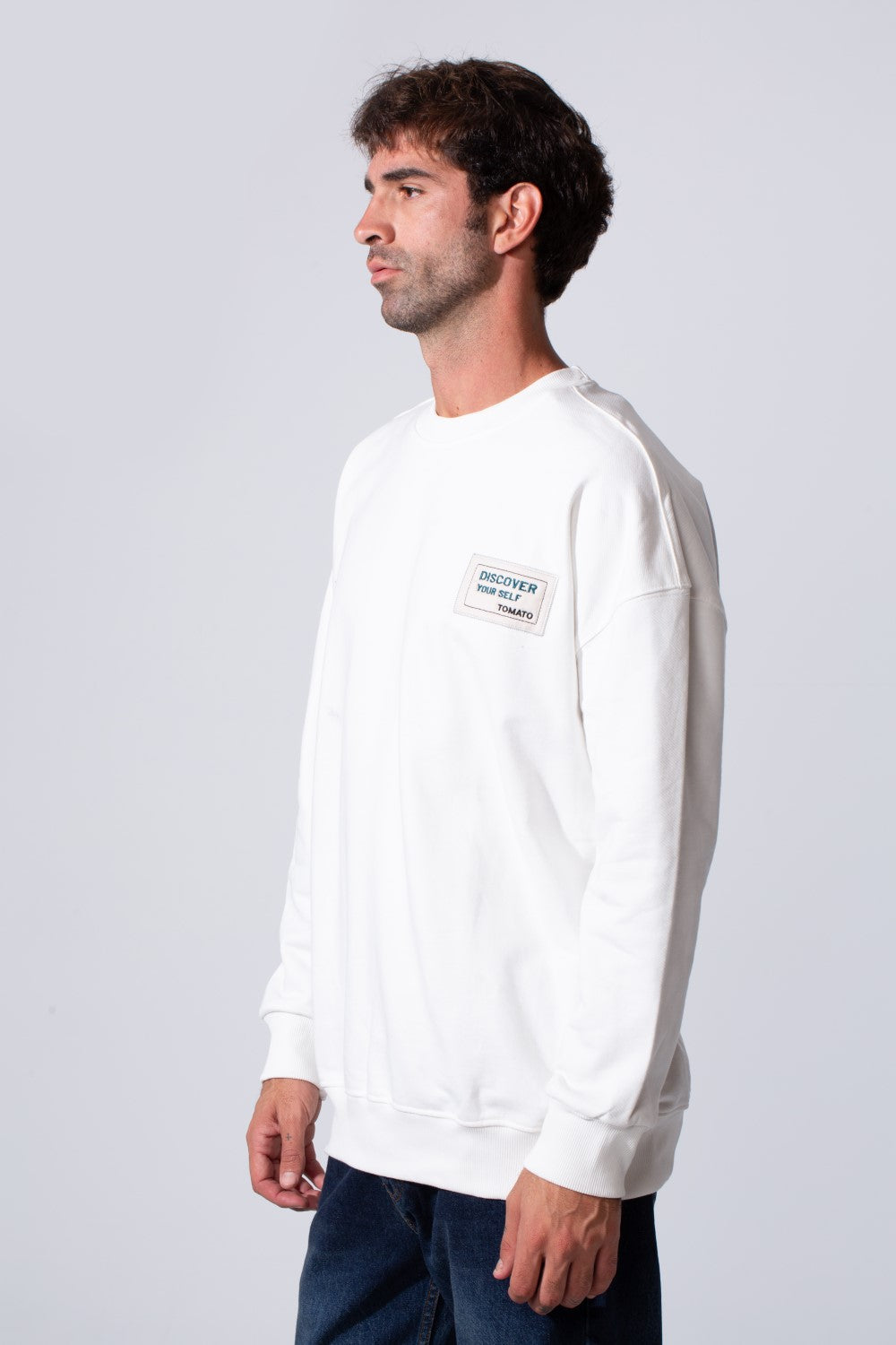 Men's Regular Fit Melton Sweatshirt With Graphic Print And Crew Neck
