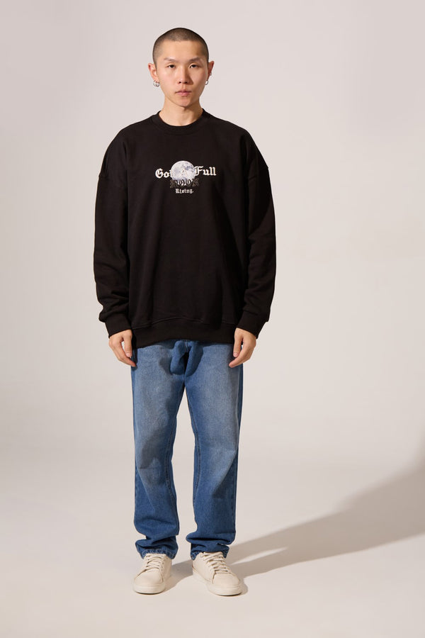 Men's Crew Neck Regular Fit Sweatshirt With A Front Moon Print