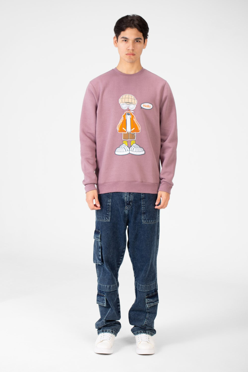Men's Rounded Neck Sweatshirt With Front Print