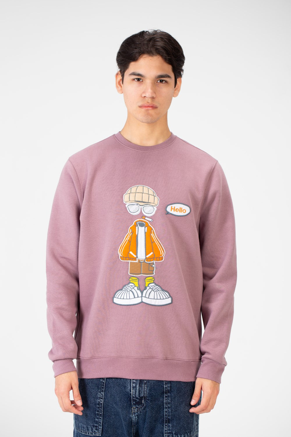 Men's Rounded Neck Sweatshirt With Front Print