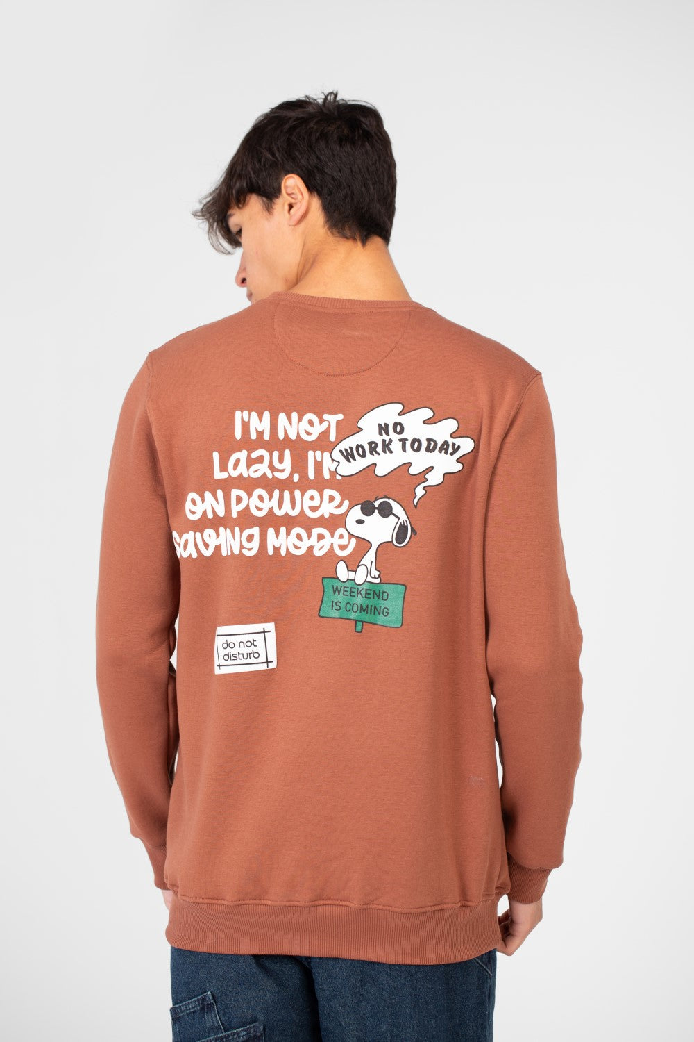 Men's Sweatshirt With Round Neck And Back Print