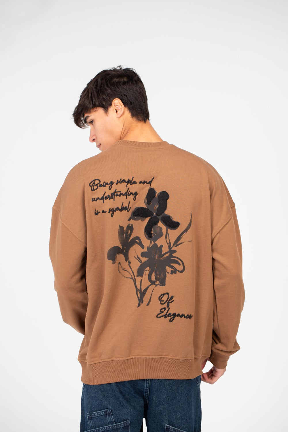 Men's Oversized Round Neck Printed Sweatshirt