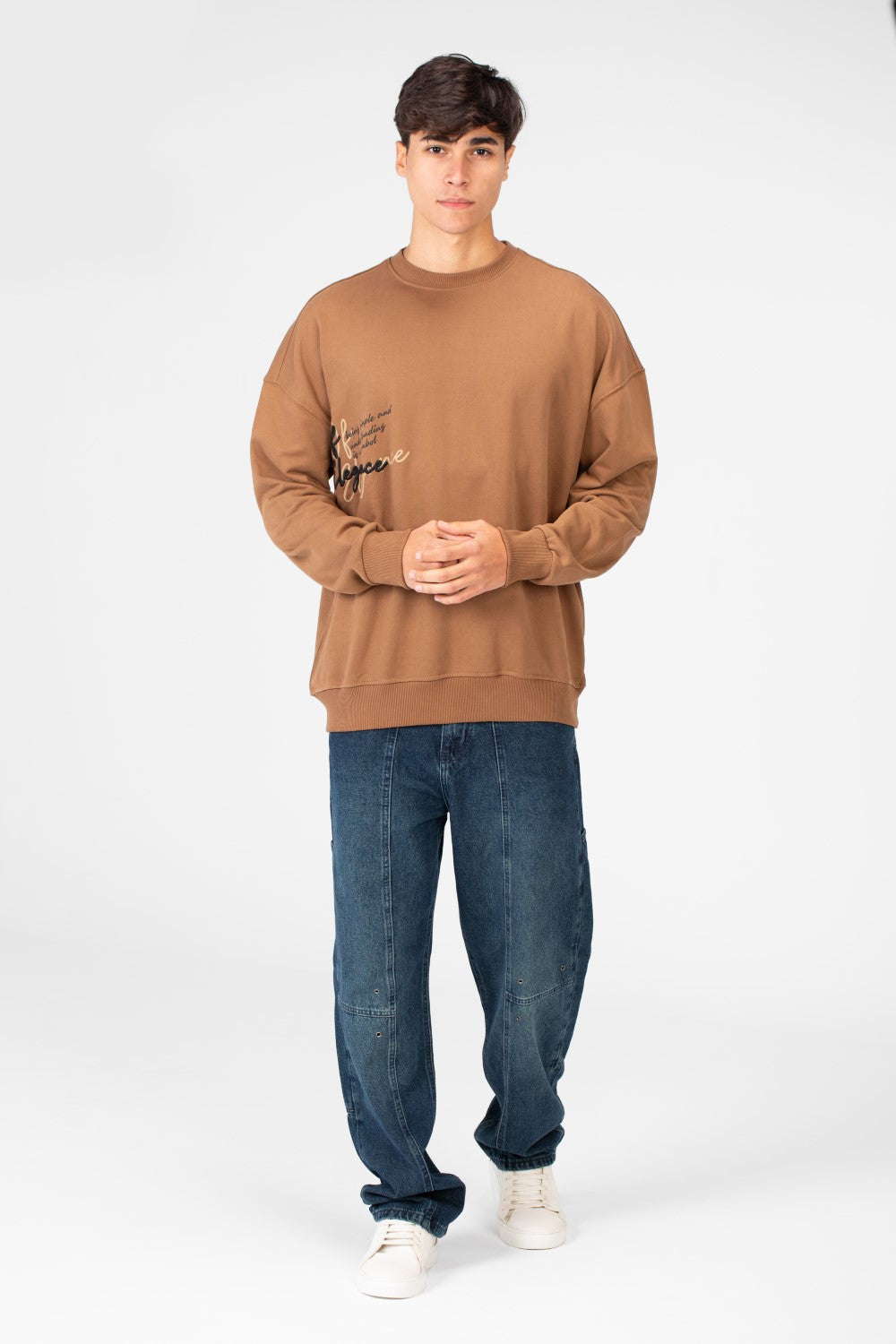 Men's Oversized Round Neck Printed Sweatshirt