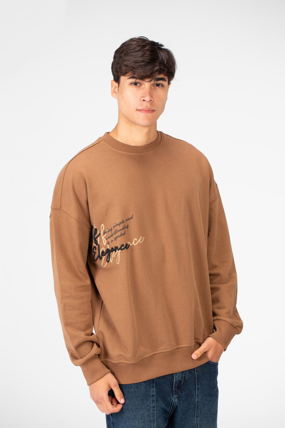 Men's Oversized Round Neck Printed Sweatshirt