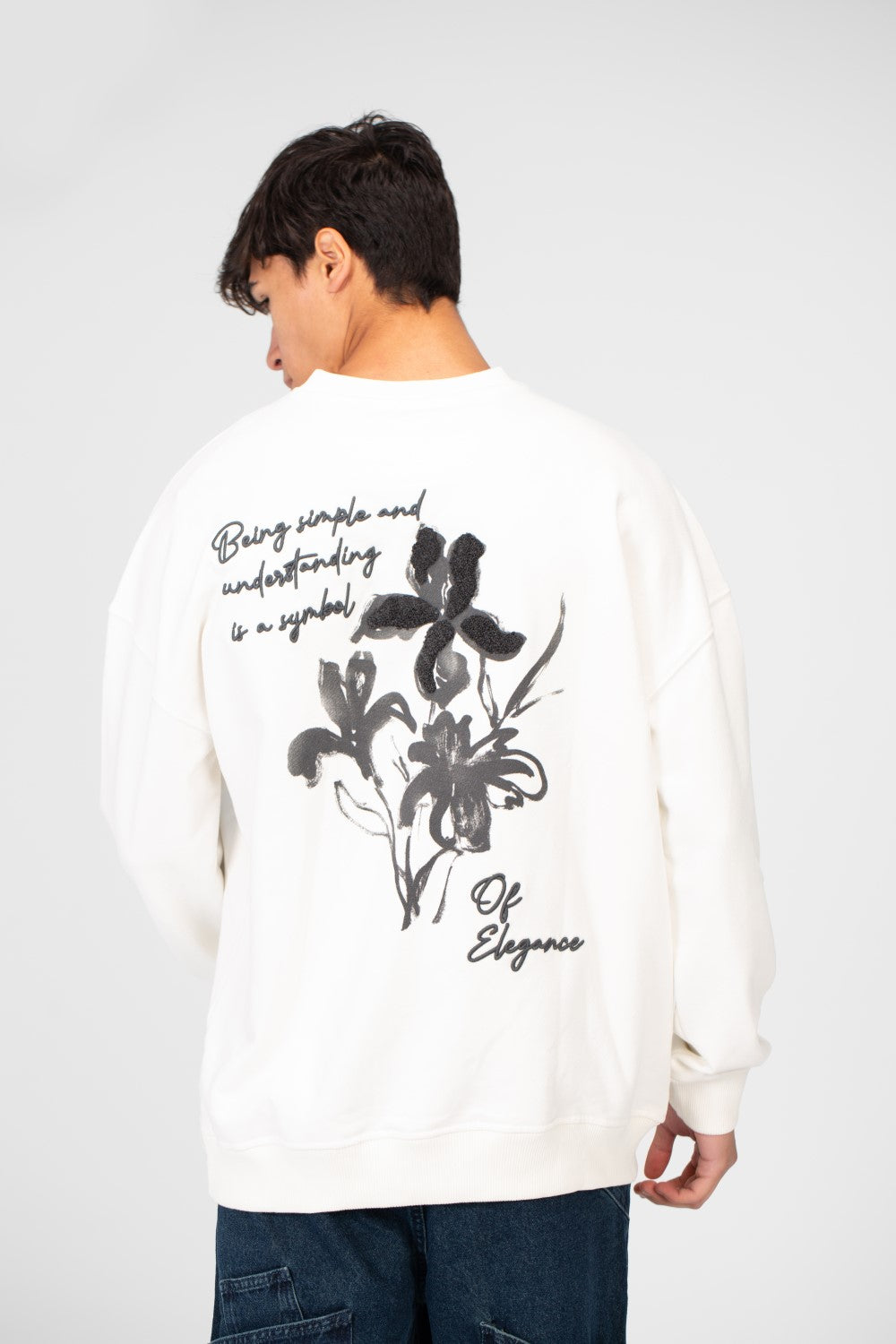 Men's Oversized Round Neck Printed Sweatshirt