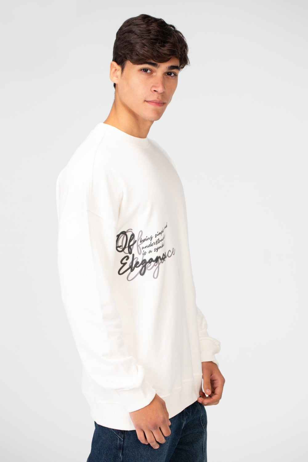 Men's Oversized Round Neck Printed Sweatshirt