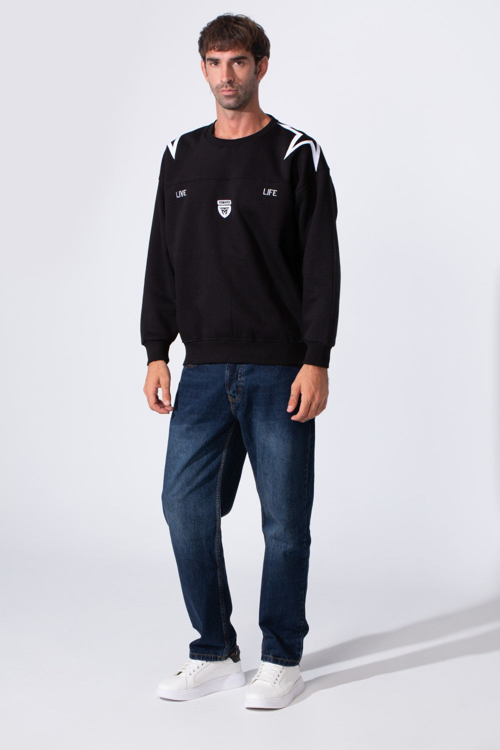 Men's Tomato Star Print Milton Oversized Crew Neck Sweatshirt