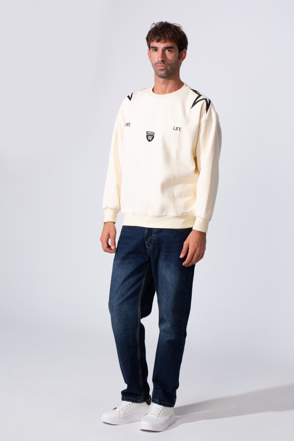 Men's Tomato Star Print Milton Oversized Crew Neck Sweatshirt