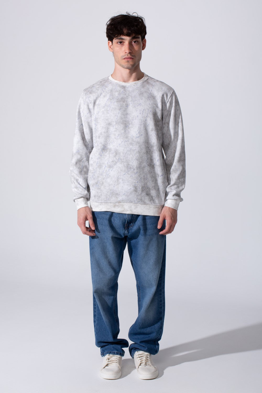 Men's Milton Regular Fit Long Sleeves All Over Print Washed Sweatshirt