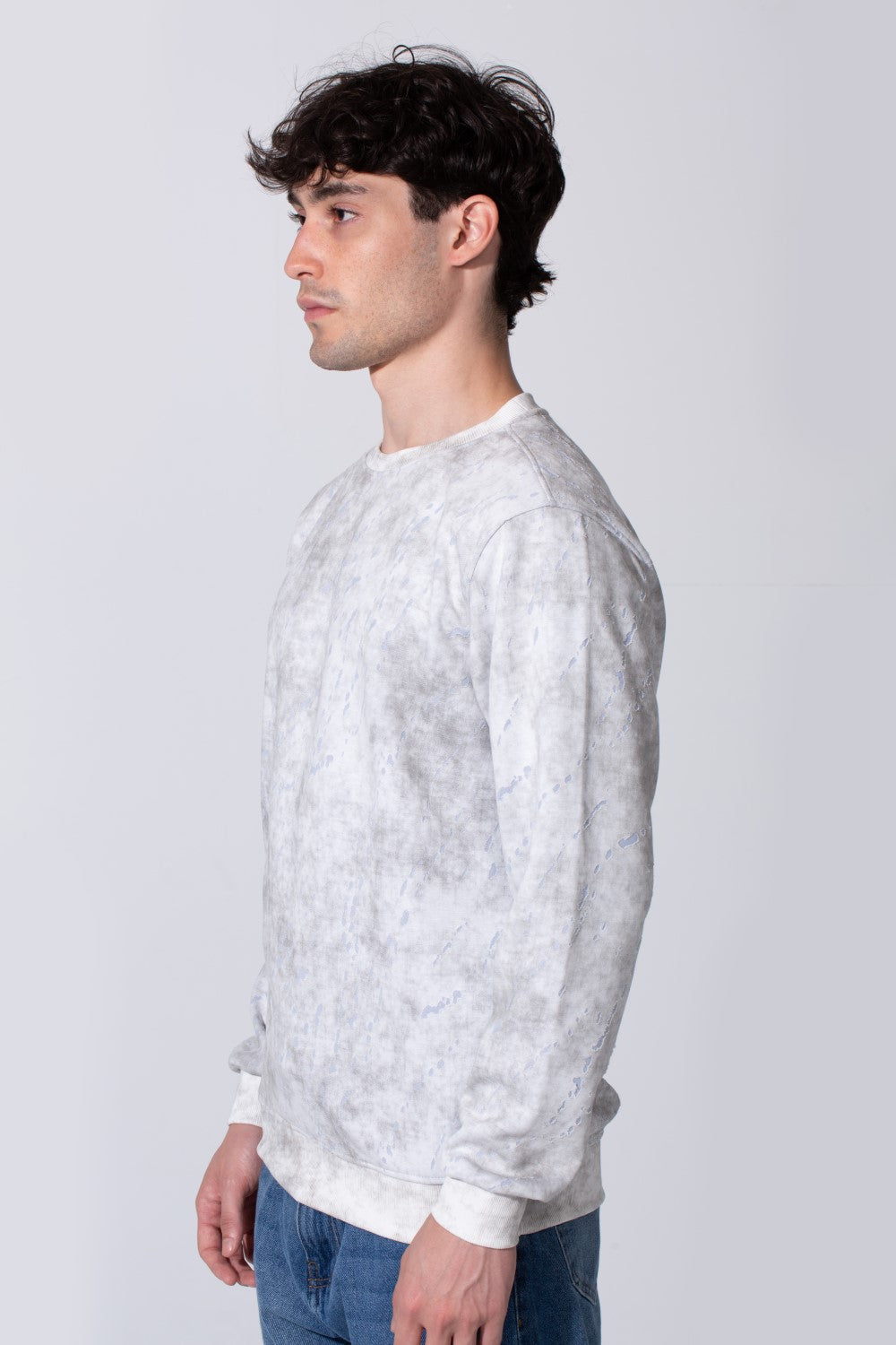 Men's Milton Regular Fit Long Sleeves All Over Print Washed Sweatshirt