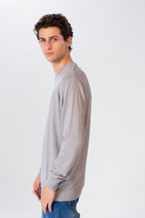 Men's Basic Long Sleeved V-Neck Pullover In Practical Material
