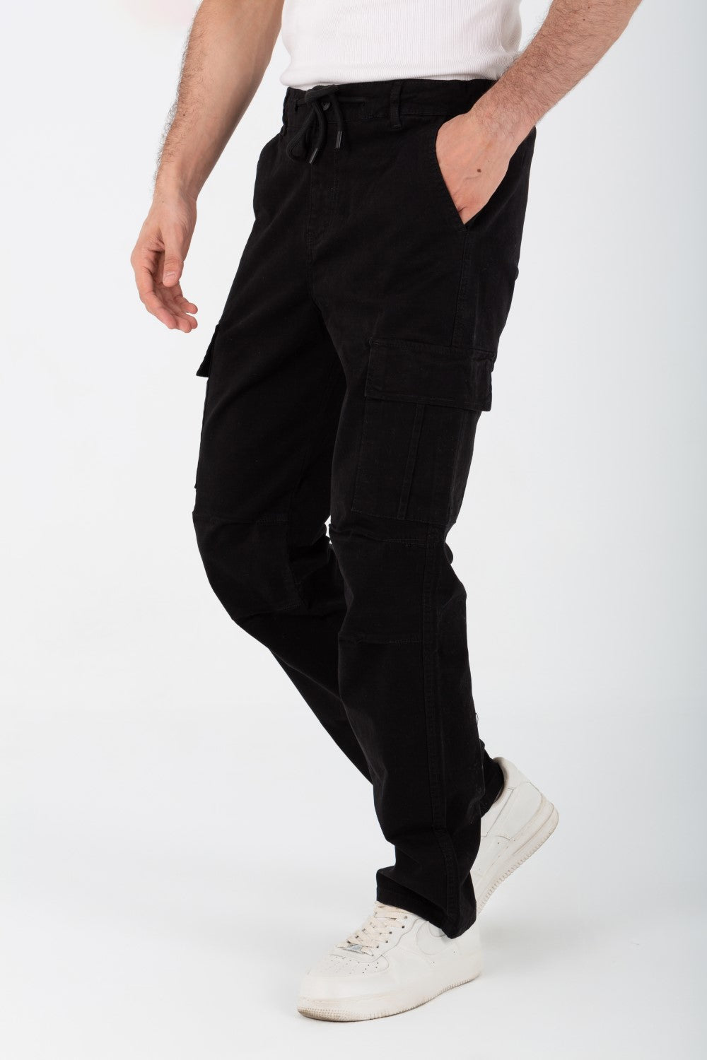 Men's Gabardine Sherwal Pants With Side Pockets And An Elastic Band In The Middle