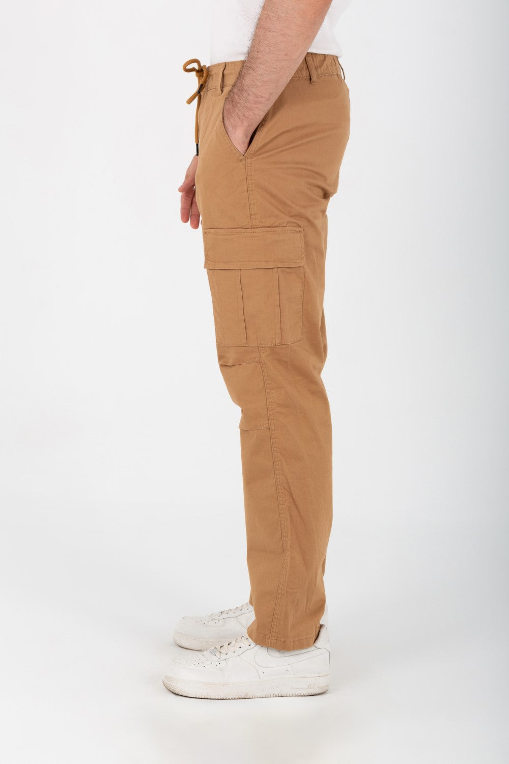Men's Gabardine Sherwal Pants With Side Pockets And An Elastic Band In The Middle
