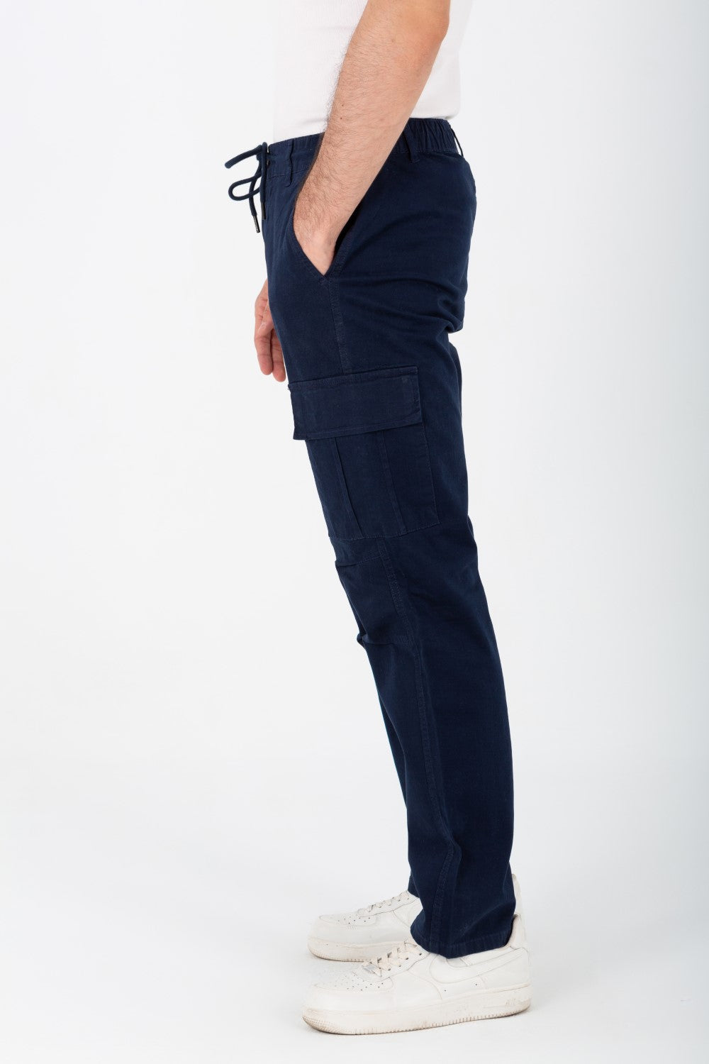 Men's Gabardine Sherwal Pants With Side Pockets And An Elastic Band In The Middle