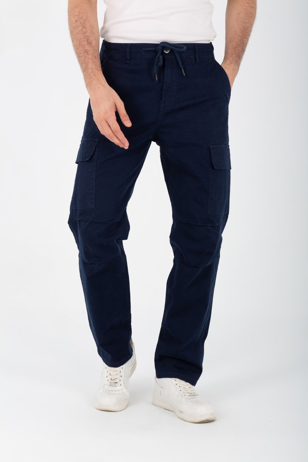 Men's Gabardine Sherwal Pants With Side Pockets And An Elastic Band In The Middle