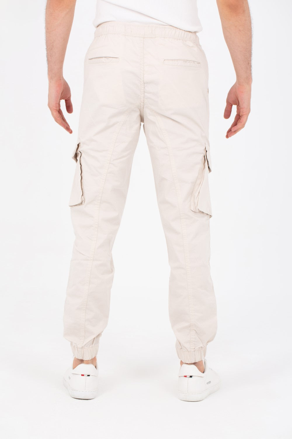 Mens Gabardine Pants With Elastic Waistband And Modern Side Pockets