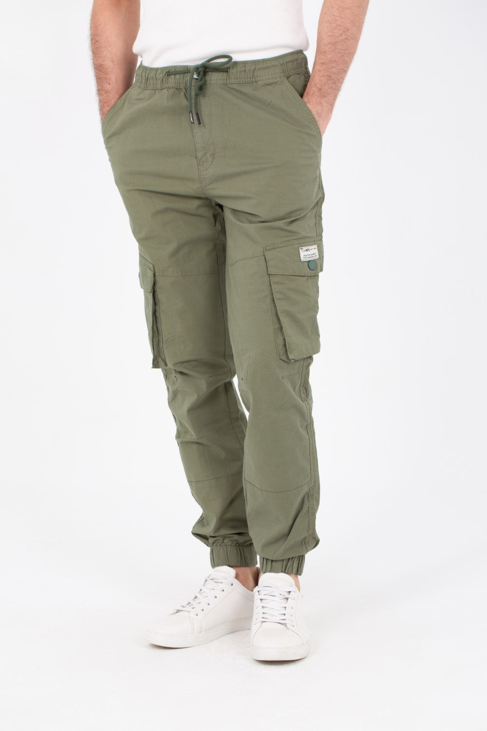 Mens Gabardine Pants With Elastic Waistband And Modern Side Pockets