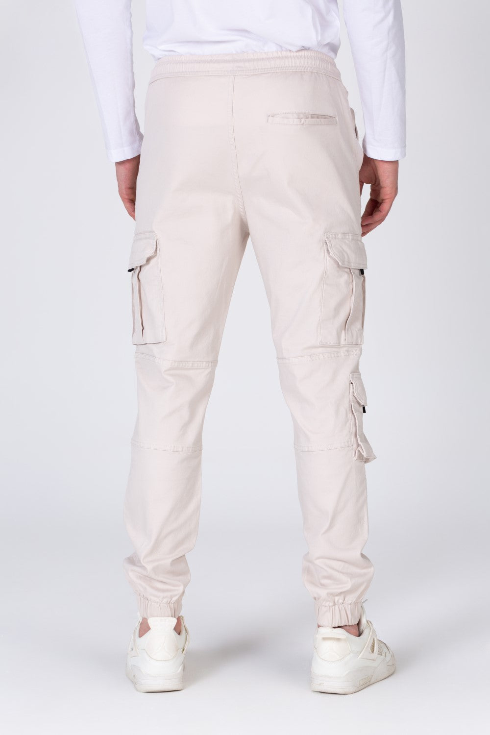 بنطلون شروال رجالي من الجاباردين بحزام خصر مطاطي مع جيوب وسحابات أمامية