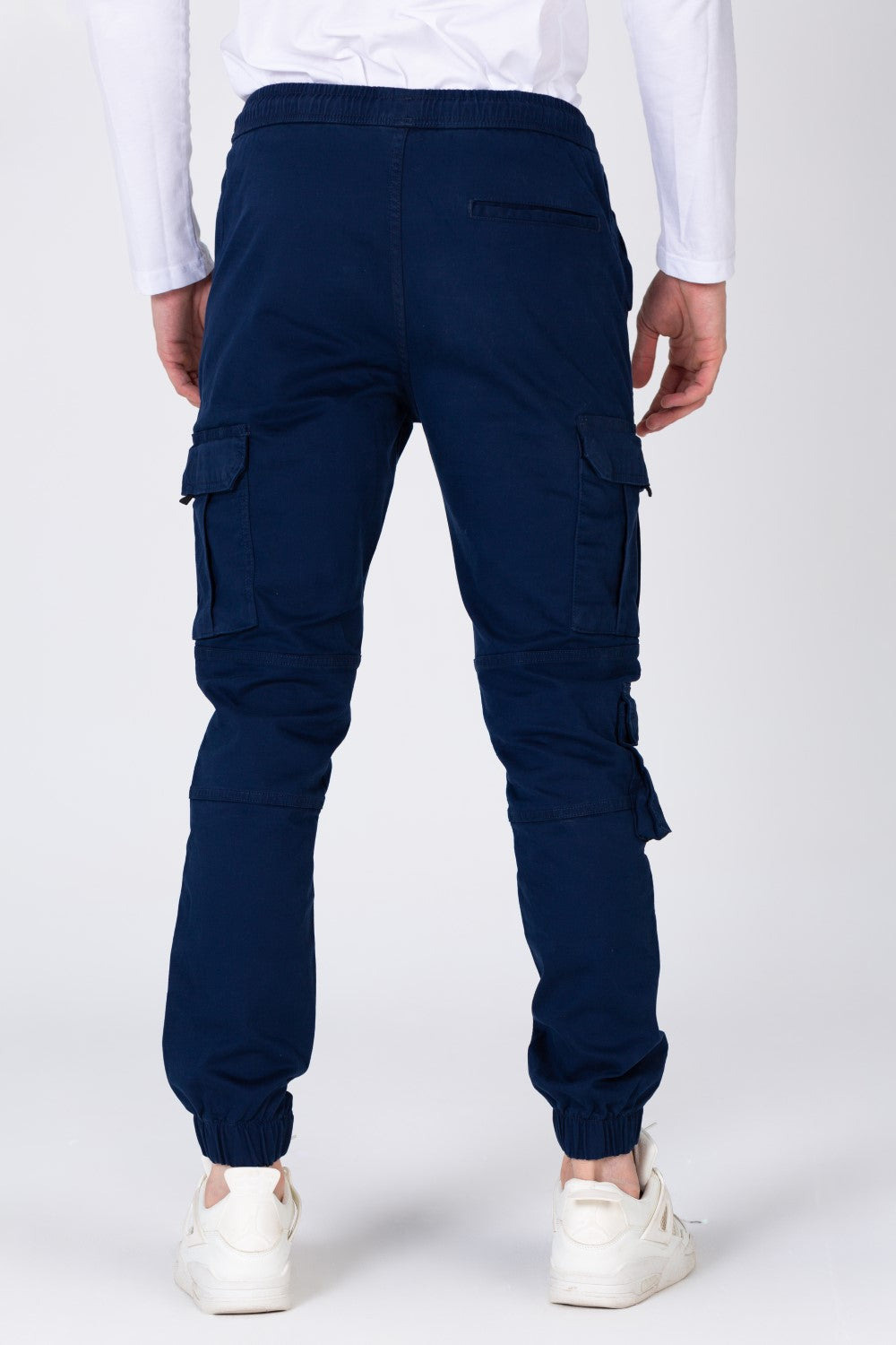 بنطلون شروال رجالي من الجاباردين بحزام خصر مطاطي مع جيوب وسحابات أمامية