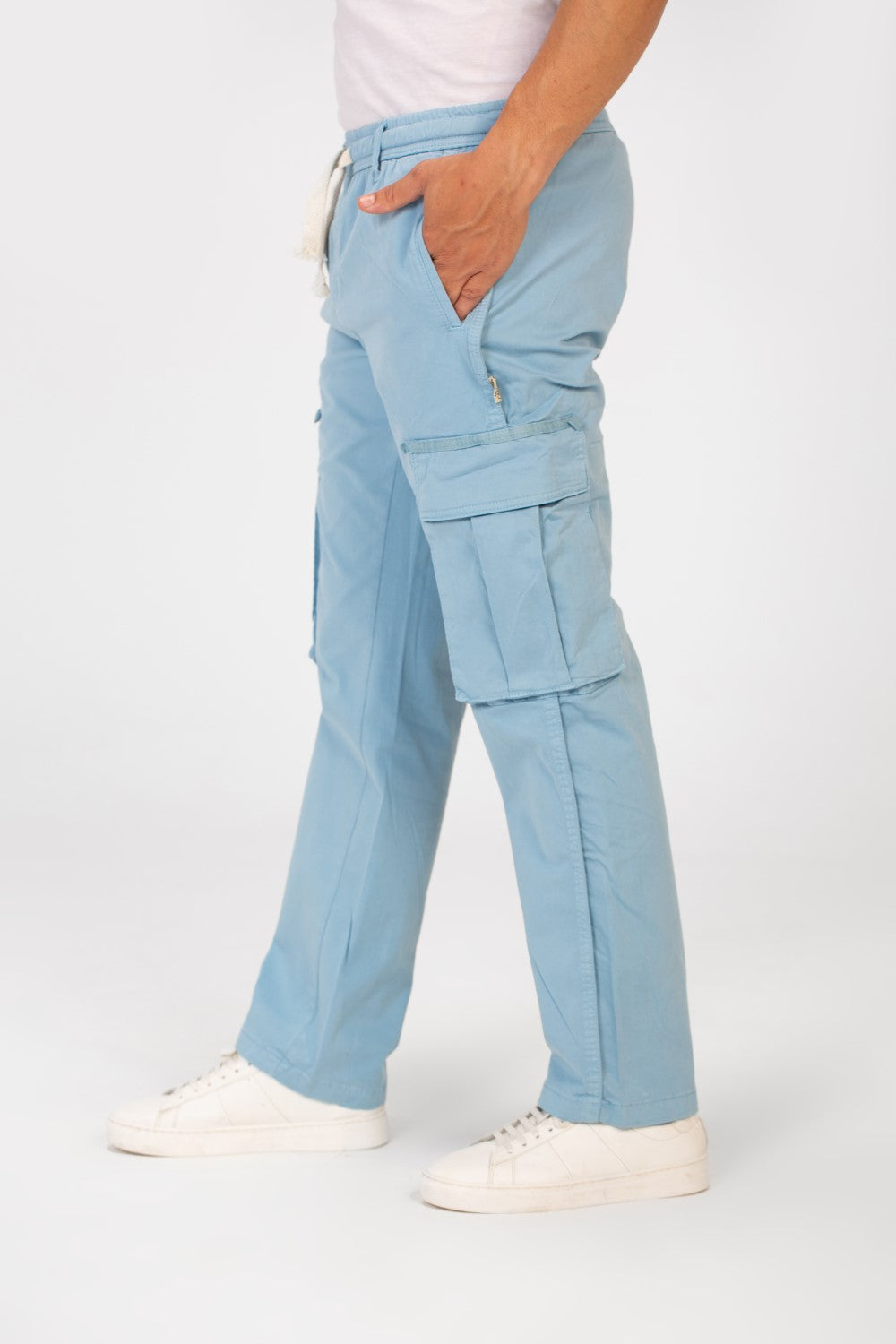 Men's Gabardine Sherwal Pants With Side Pockets And A Waist Drawstring