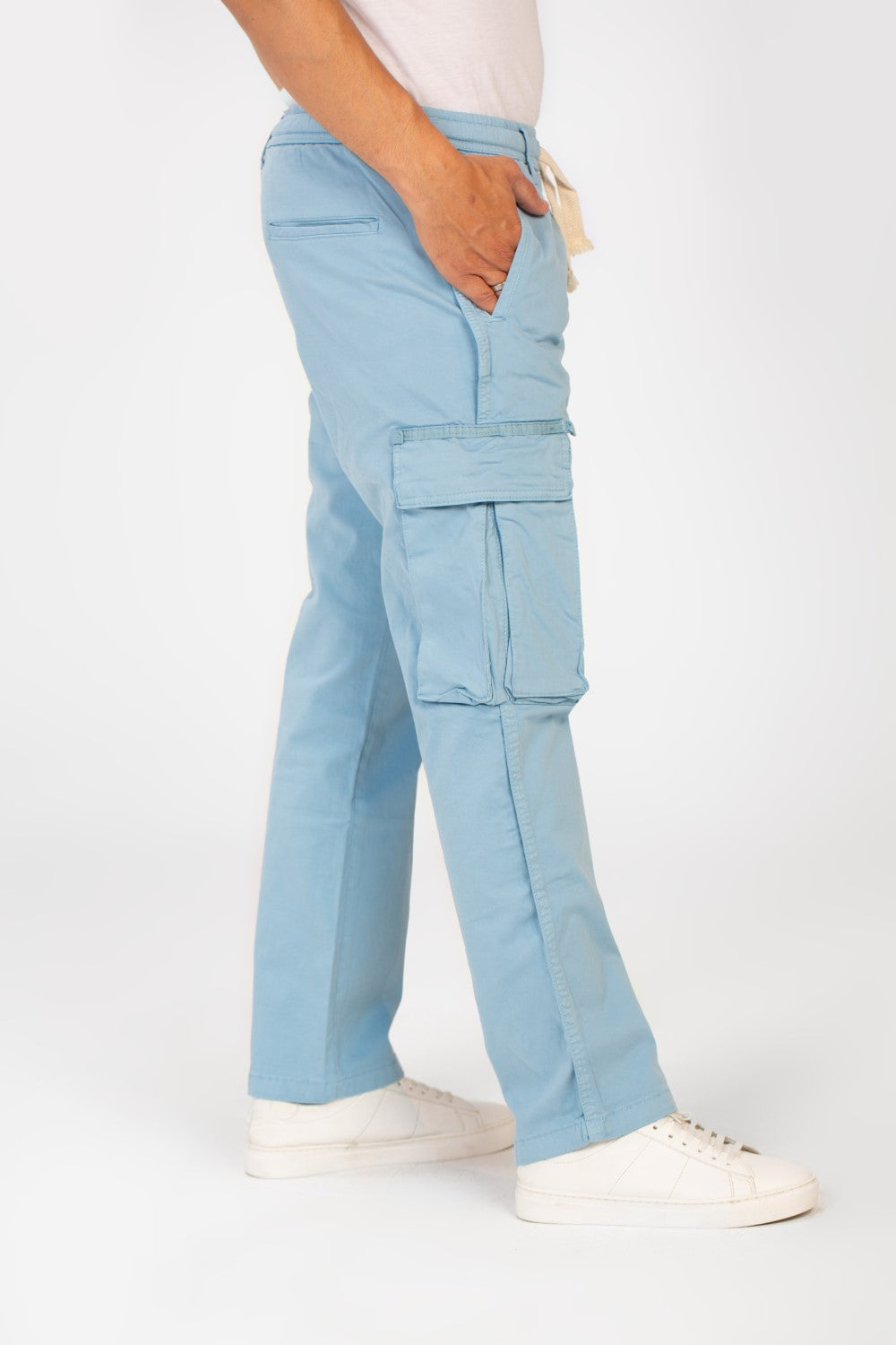 Men's Gabardine Sherwal Pants With Side Pockets And A Waist Drawstring