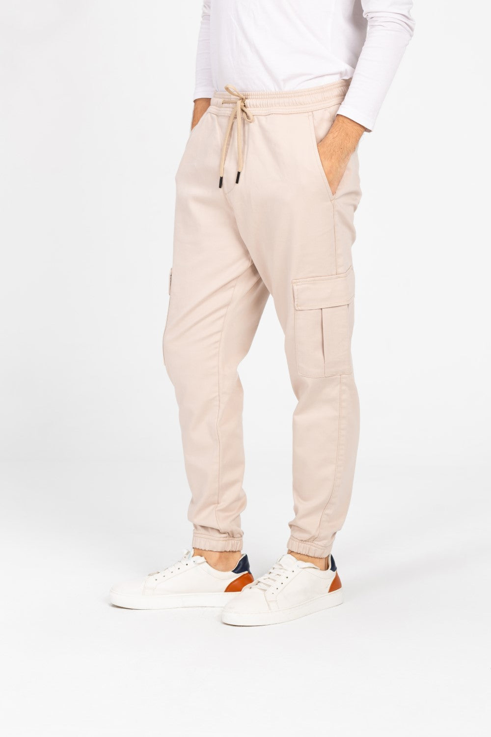 Men's Gabardine Sherwal Pants With Elastic Waistband And Side Pockets