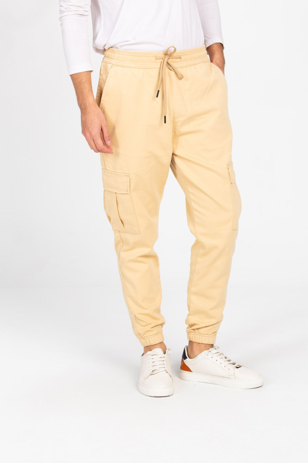 Men's Gabardine Sherwal Pants With Elastic Waistband And Side Pockets