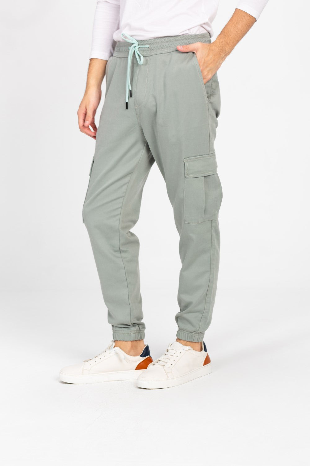 Men's Gabardine Sherwal Pants With Elastic Waistband And Side Pockets
