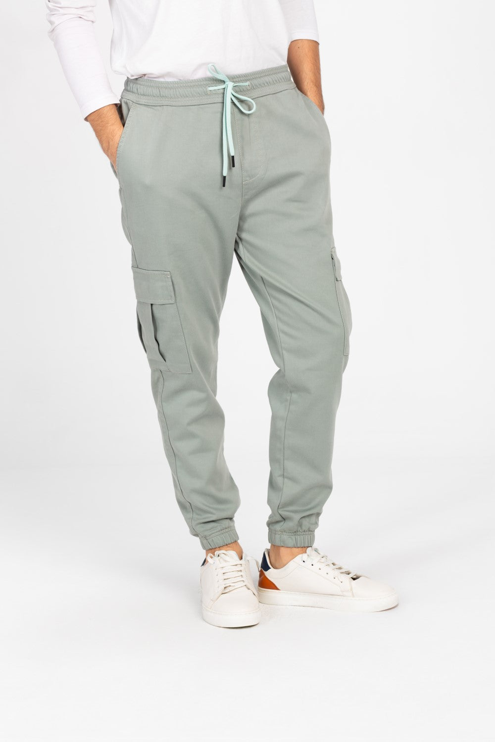 Men's Gabardine Sherwal Pants With Elastic Waistband And Side Pockets